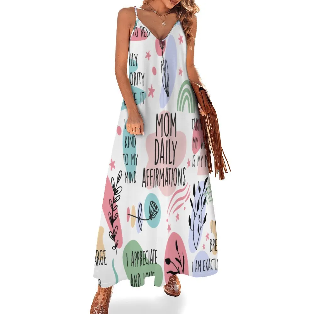 Mom Daily Affirmations Spaghetti Strap Ankle-Length Dress Long dress