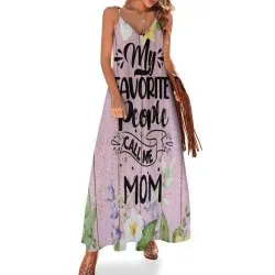 My Favorite People call me Mom Spaghetti Strap Ankle-Length Dress Long dress