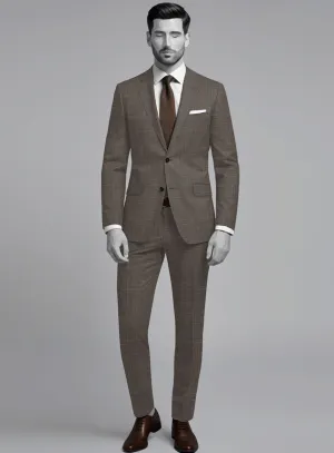 Napolean Ariel Nailhead Dark Brown Wool Suit