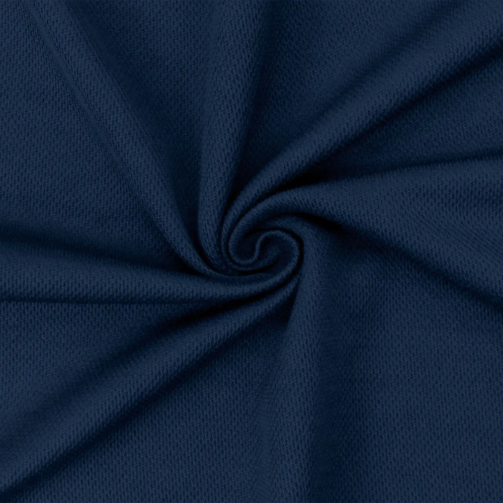 Navy Blue Organic Cotton Poly Pique Knit Fabric