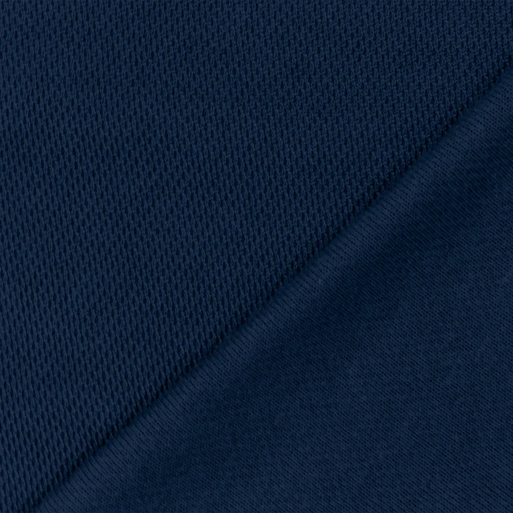 Navy Blue Organic Cotton Poly Pique Knit Fabric