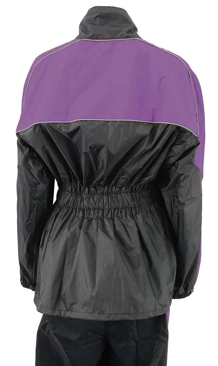 NexGen Ladies XS5001 Black and Purple Water Proof Rain Suit with Reflective Piping