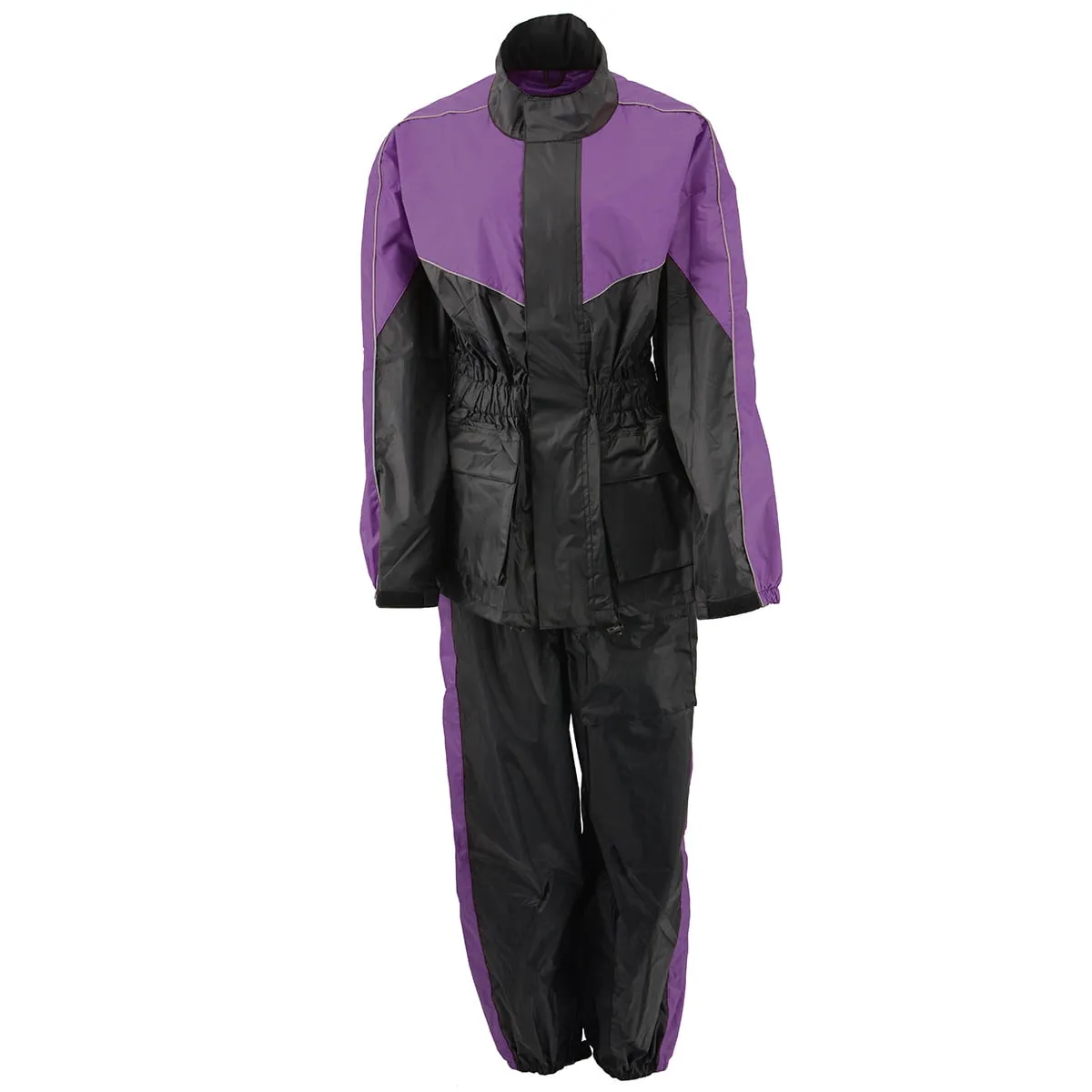 NexGen Ladies XS5001 Black and Purple Water Proof Rain Suit with Reflective Piping