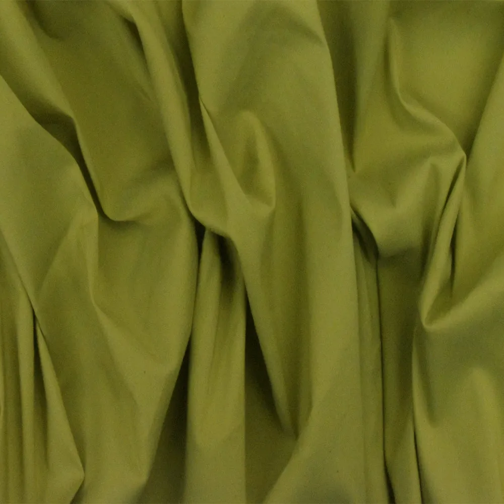 Olive Green Solid Stretch Cotton Blend Broadcloth Woven Fabric