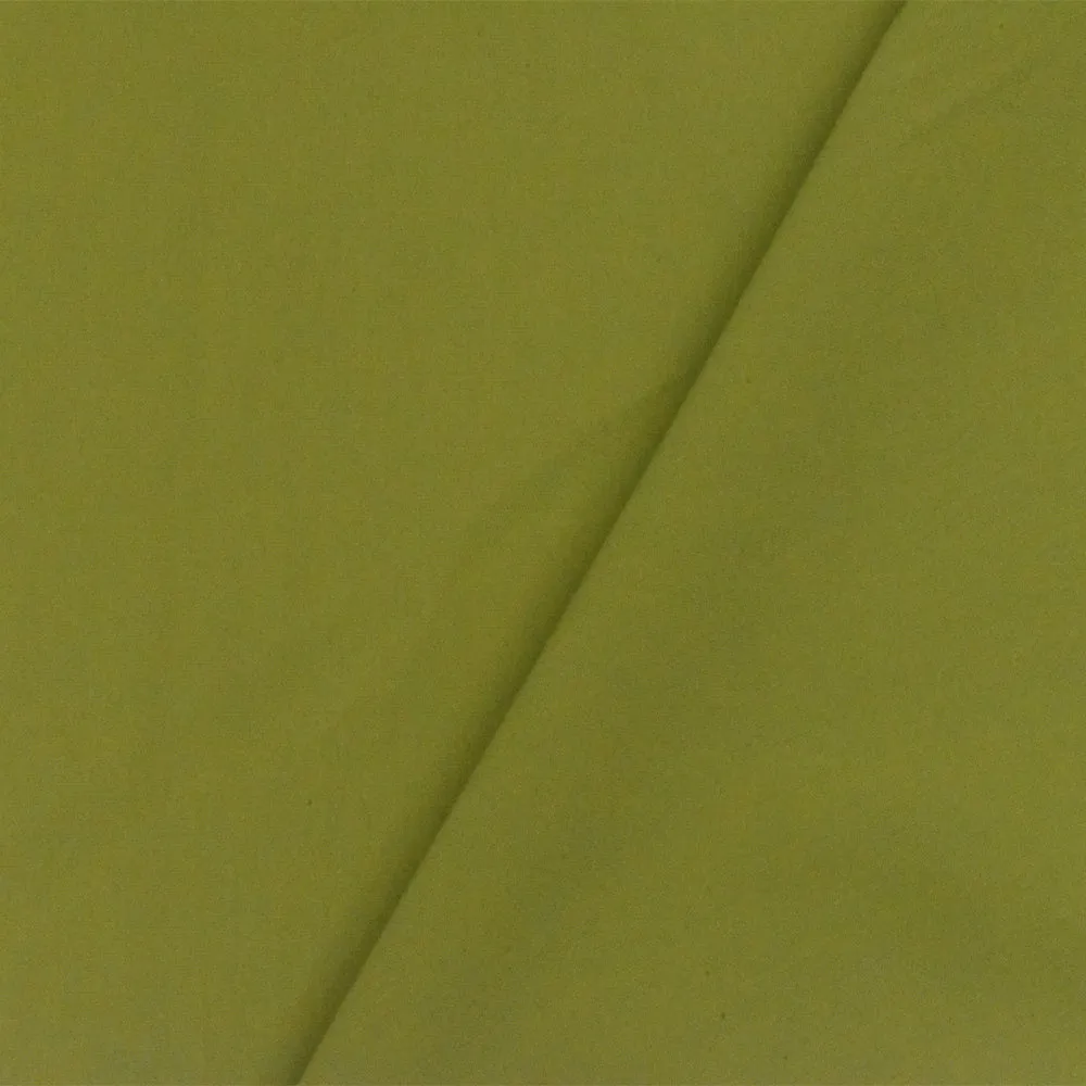 Olive Green Solid Stretch Cotton Blend Broadcloth Woven Fabric