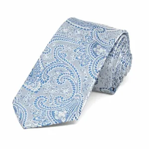 Pastel Blue Clara Paisley Slim Necktie, 2.5" Width