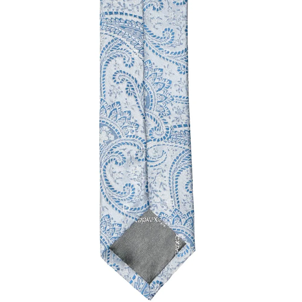 Pastel Blue Clara Paisley Slim Necktie, 2.5" Width