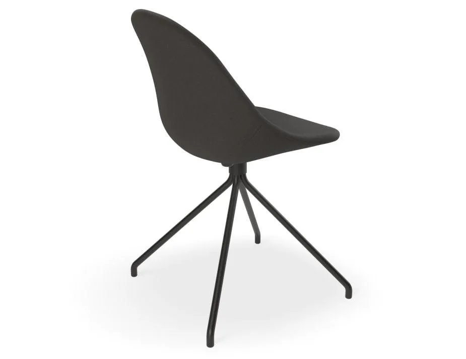 Pebble Anthracite Fabric Upholstered Chair - Pyramid Fixed Base with Castors - Black