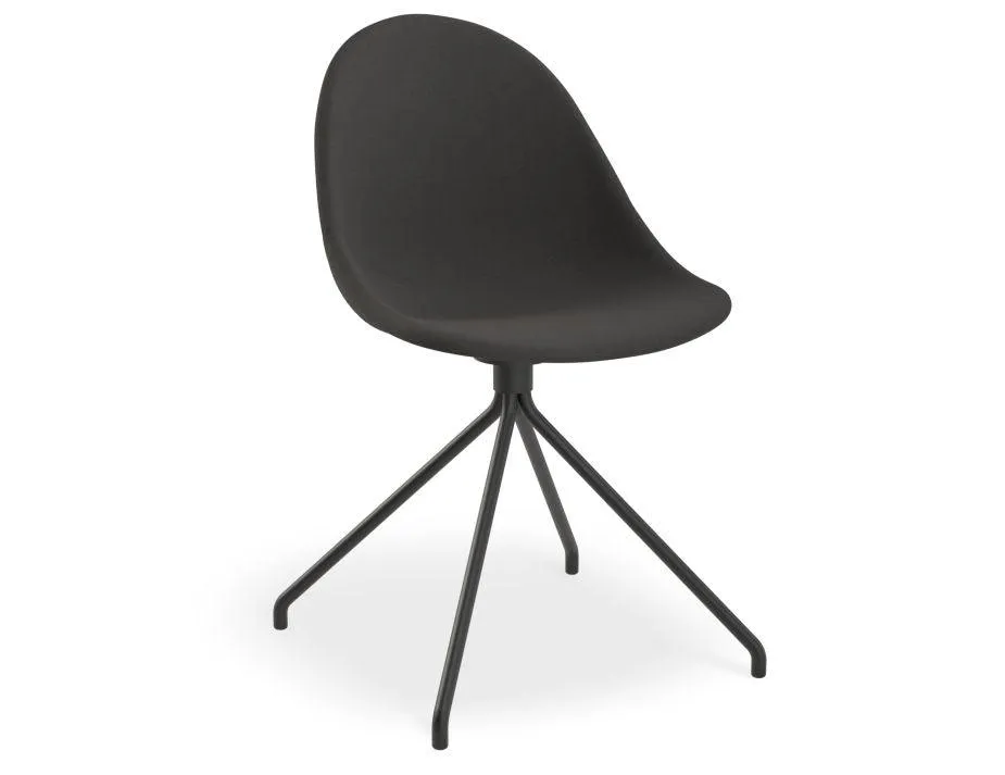 Pebble Anthracite Fabric Upholstered Chair - Pyramid Fixed Base with Castors - Black