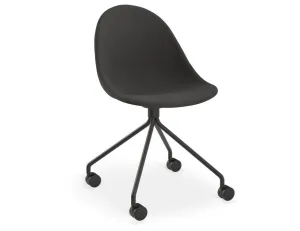 Pebble Anthracite Fabric Upholstered Chair - Pyramid Fixed Base with Castors - Black