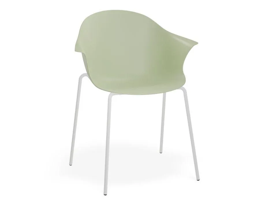 Pebble Armchair Mint Green with Shell Seat - 4 Post Base with Black Legs