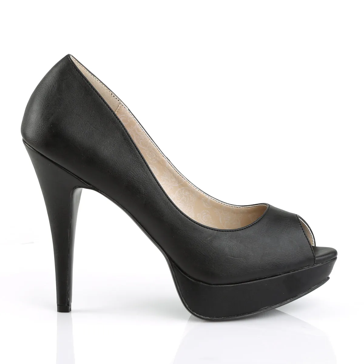 Peep Toe Large Size Pumps Black PU