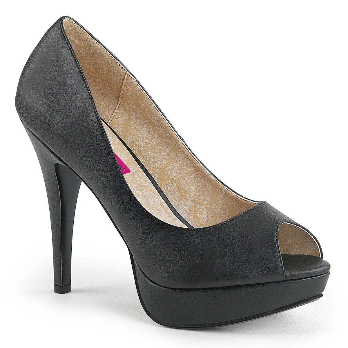 Peep Toe Large Size Pumps Black PU