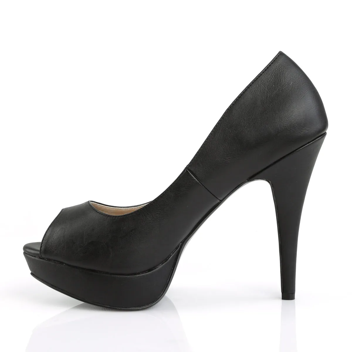 Peep Toe Large Size Pumps Black PU