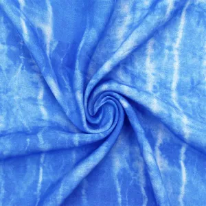 Pool Blue Tie Dye Printed Rayon Lawn Fabric