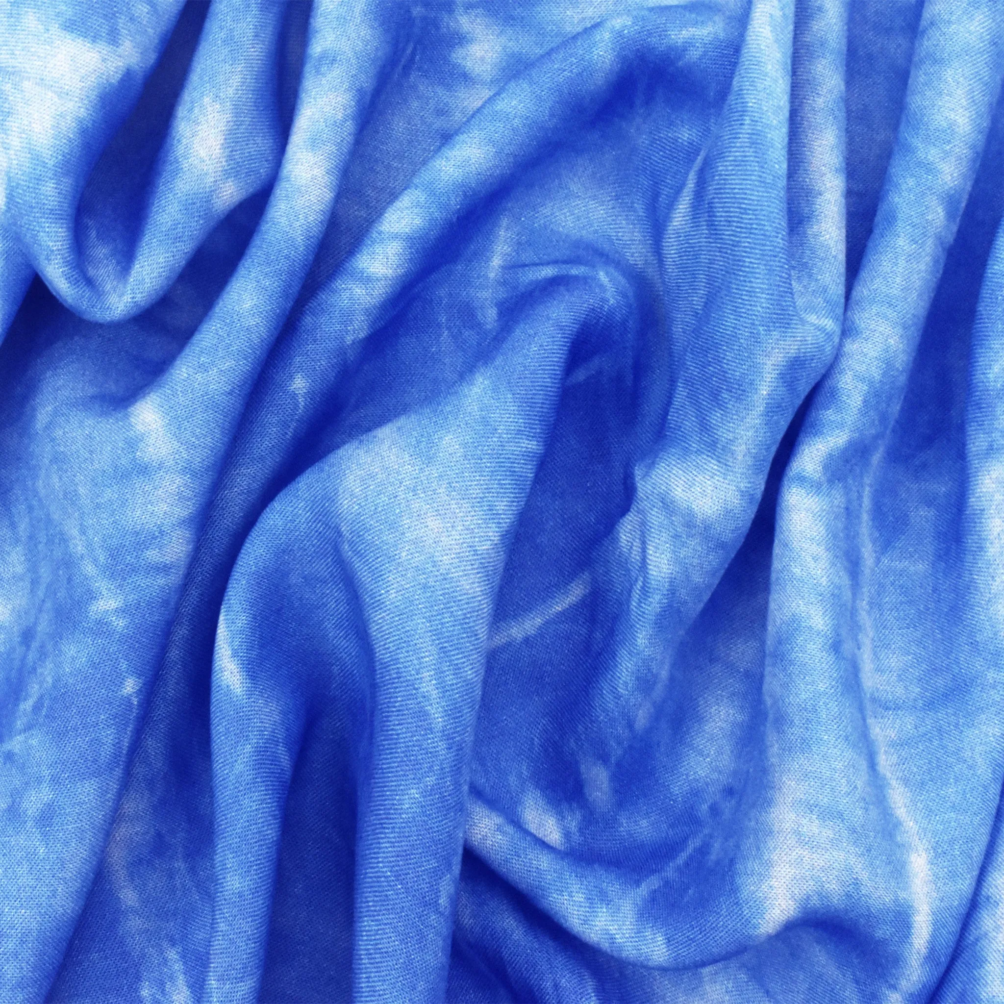 Pool Blue Tie Dye Printed Rayon Lawn Fabric