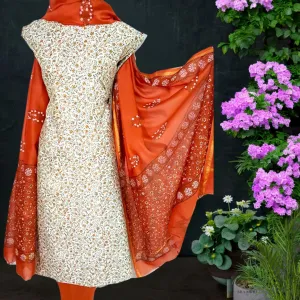 Printed Tussar Silk Unstitched Material with Dupatta