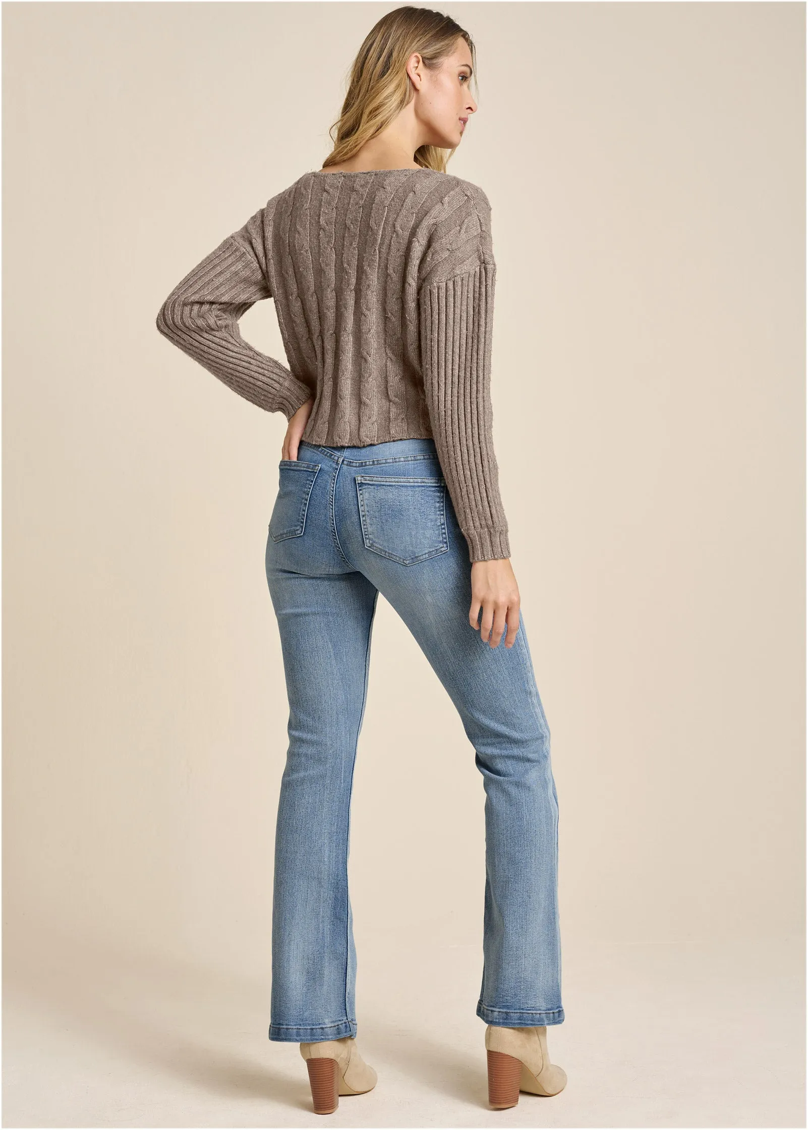 Twist Front Sweater - Brown