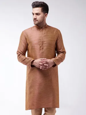 VASTRAMAY Men's Maroon Silk Blend Kurta