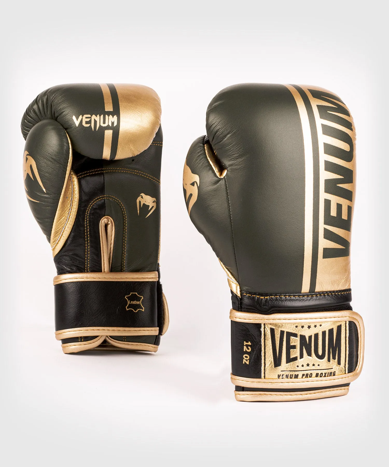 Venum Shield Pro Boxing Gloves Velcro - Khaki/Gold