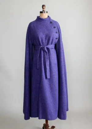 Vintage 1970s Hourihan Irish Purple Wool Long Cape