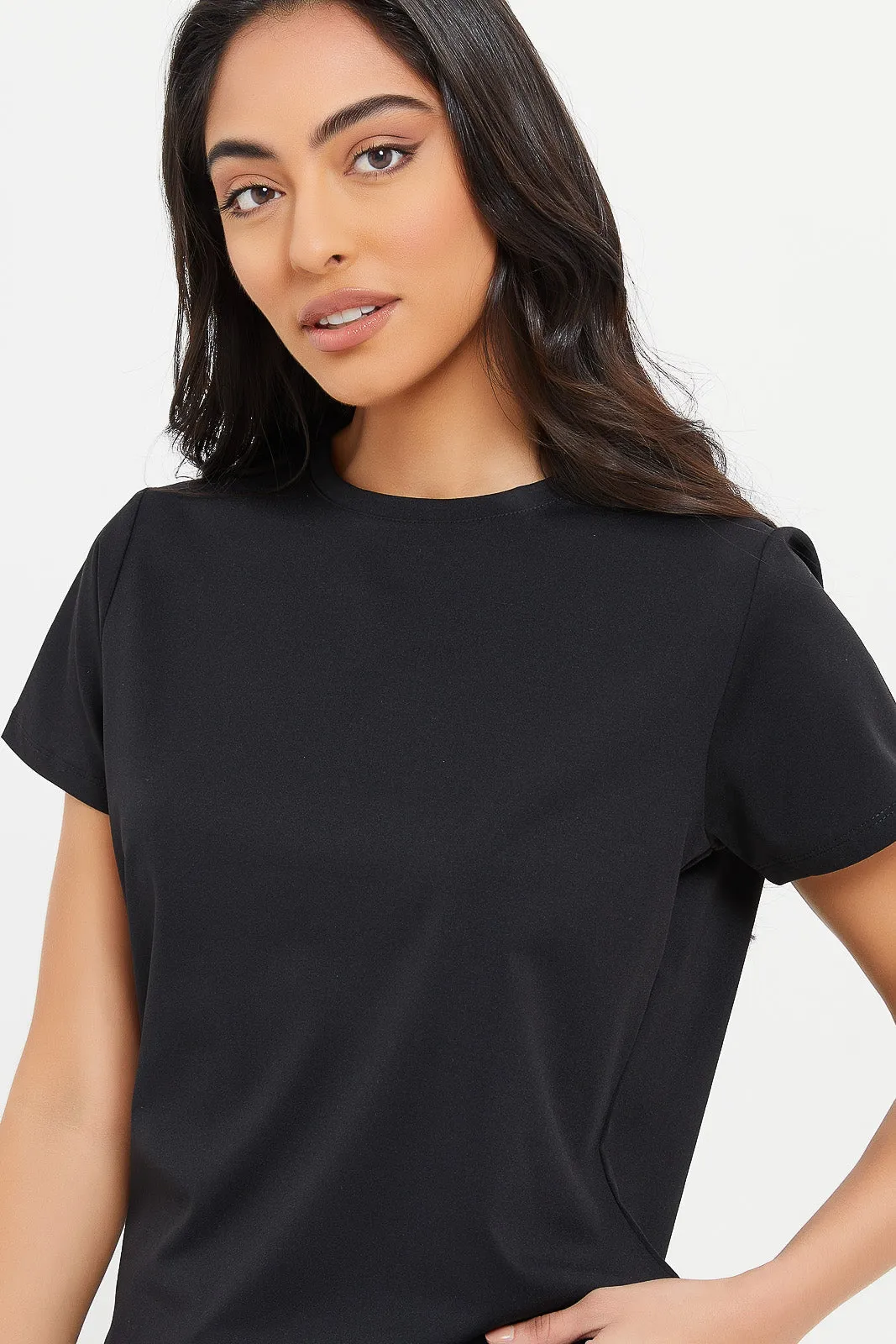 Women Black Soft Touch Active T-Shirt