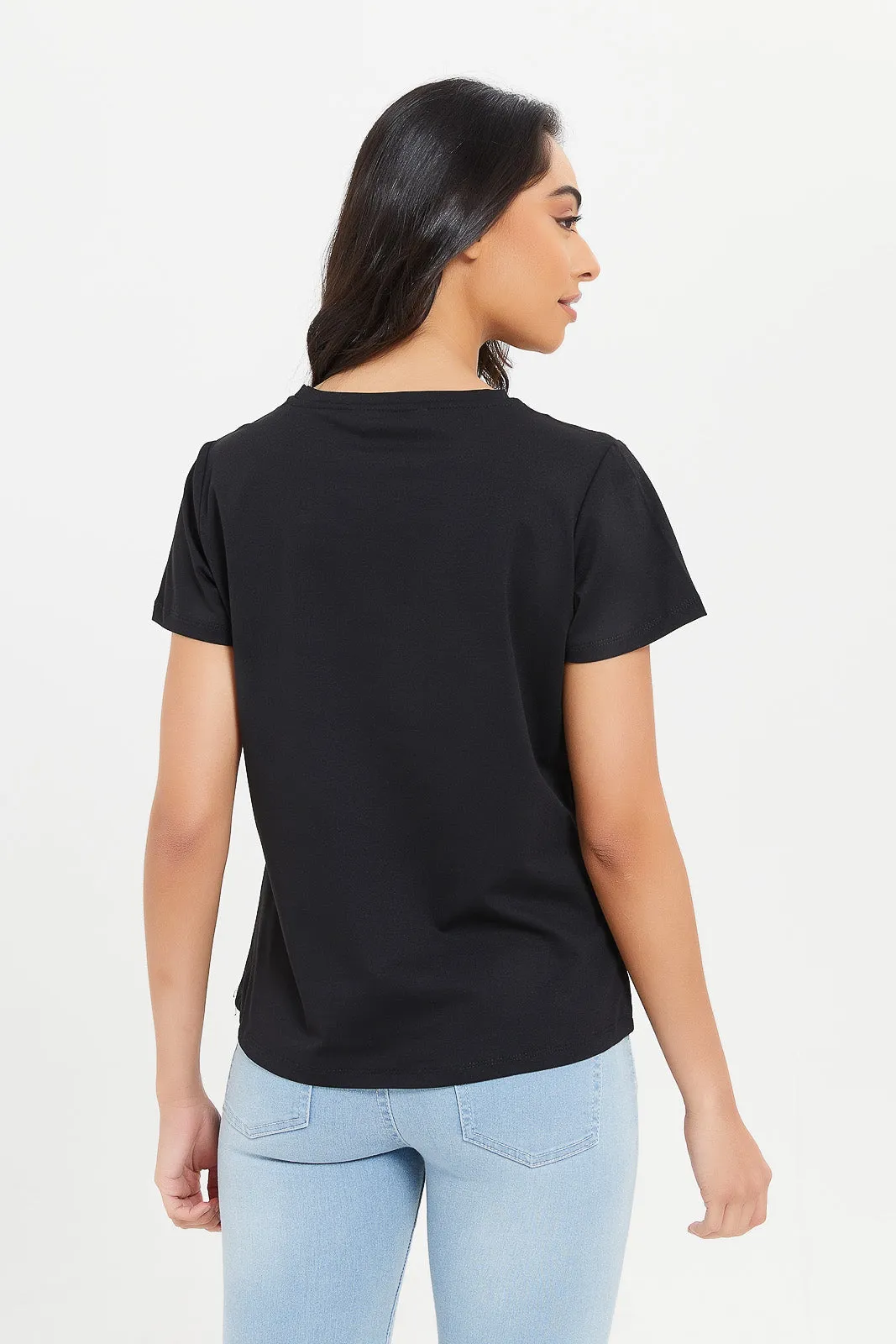 Women Black Soft Touch Active T-Shirt